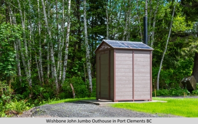 Wishbone John Jumbo Outhouse in Port Clements BC